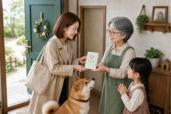 預ける日の朝、手帳を渡す